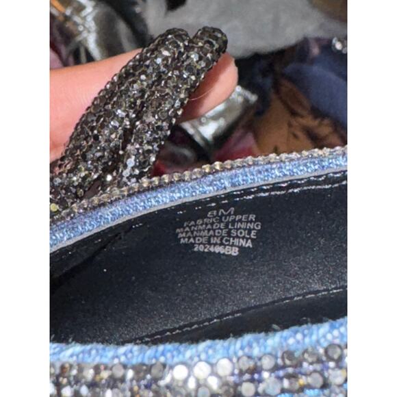 Gianni Bini EzlynnThree Denim Rhinestone Bow Heels 4” Pumps Y2K Coquette sz 8 - Picture 7 of 7